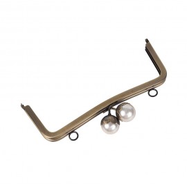 20 cm Desenli İncili Metal Çanta Bursu Antik