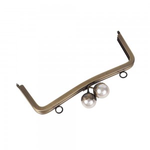 20 cm Desenli İncili Metal Çanta Bursu Antik