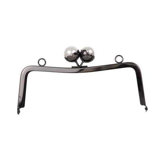 20 cm Desenli İncili Metal Çanta Bursu Füme