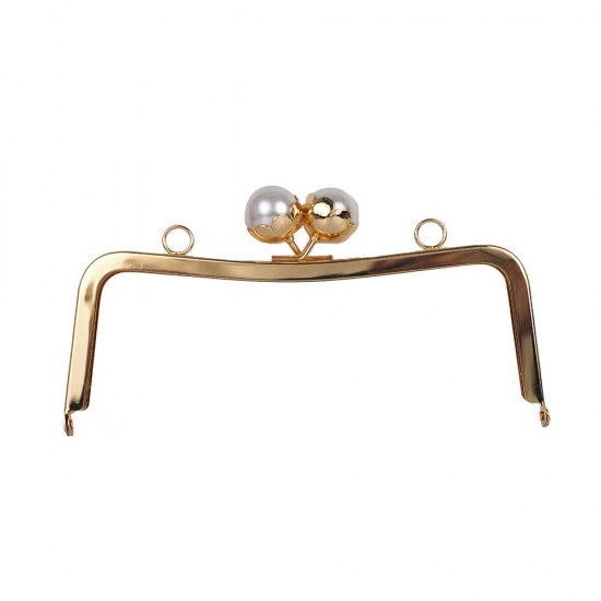 20 cm Desenli İncili Metal Çanta Bursu Gold