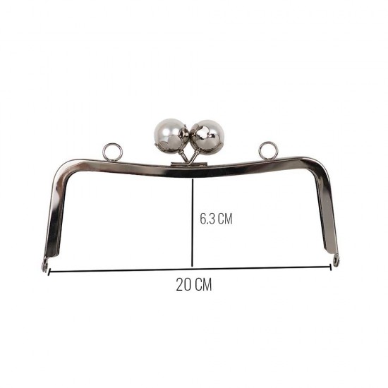 20 cm Desenli İncili Metal Çanta Bursu Gümüş