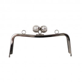 20 cm Desenli İncili Metal Çanta Bursu Gümüş