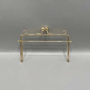 Fransız Öpücük Model Çanta Cüzdan Klipsi 16 cm - Gold