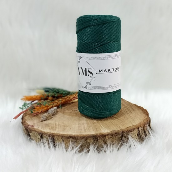 200 gr AMS  Polyester Makrome - Yarı Mat Koyu Yeşil