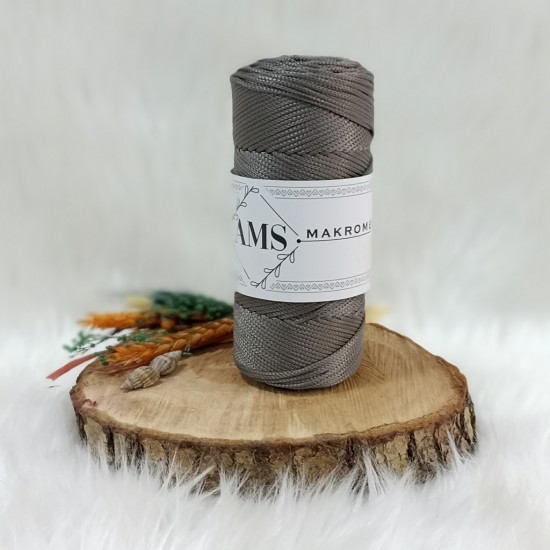 200 gr AMS  Polyester Makrome - Yarı Mat Vizon Gri