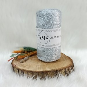 200 gr AMS  Polyester Makrome - Parlak Açık Gri