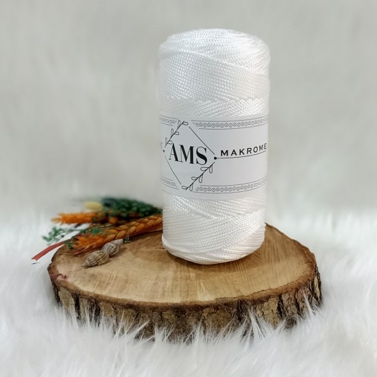 200 gr AMS  Polyester Makrome - Parlak Beyaz