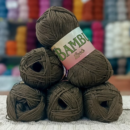 500 gr %100 Bambu Cotton Kendinden Parlak El Örgü İpi - Haki