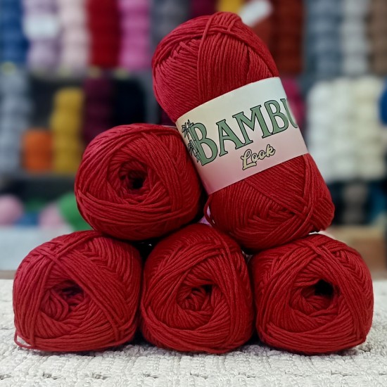500 gr %100 Bambu Cotton Kendinden Parlak El Örgü İpi - Kırmızı