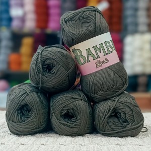 500 gr %100 Bambu Cotton Kendinden Parlak El Örgü İpi - Asker Yeşili