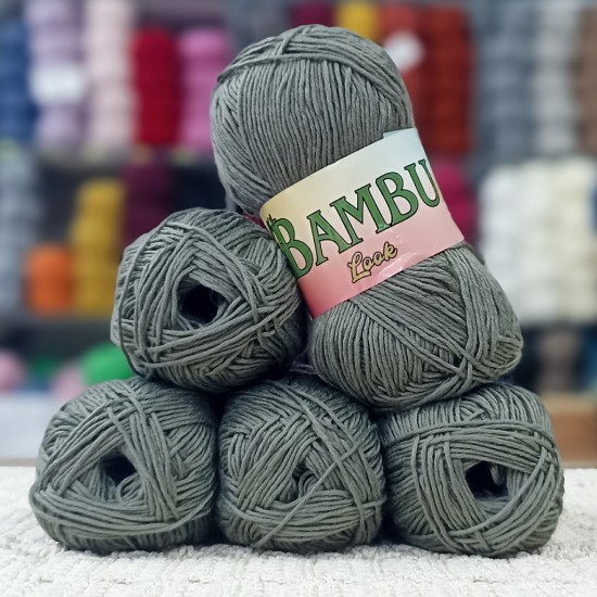 500 gr %100 Bambu Cotton Kendinden Parlak El Örgü İpi - Açık Asker Yeşili