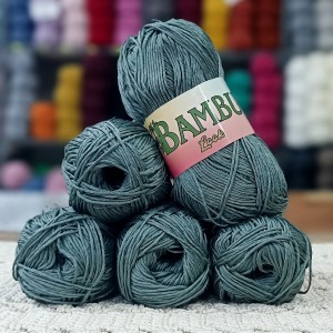 500 gr %100 Bambu Cotton Kendinden Parlak El Örgü İpi - Koyu Küf