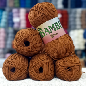 500 gr %100 Bambu Cotton Kendinden Parlak El Örgü İpi - Taba
