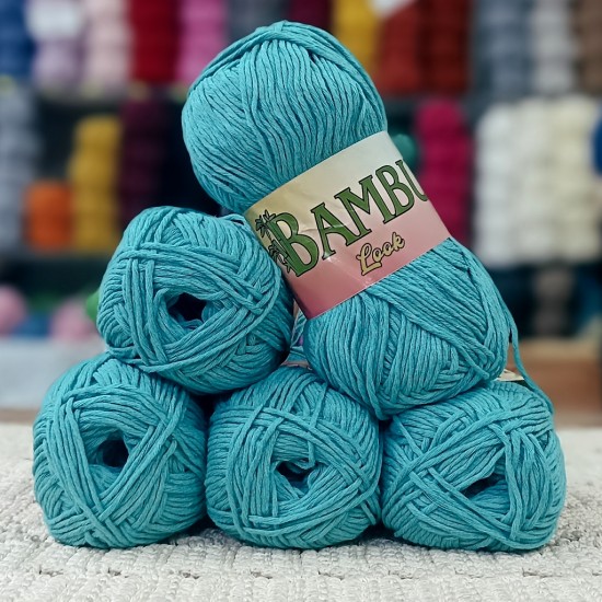 500 gr %100 Bambu Cotton Kendinden Parlak El Örgü İpi - Yeşim