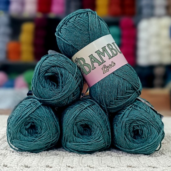 500 gr %100 Bambu Cotton Kendinden Parlak El Örgü İpi - Zümrüt