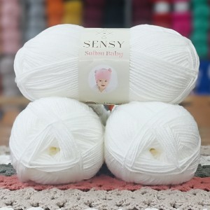 3 adet (300) gr Sensy Softee Baby Antipilling Bebe İpi - Beyaz
