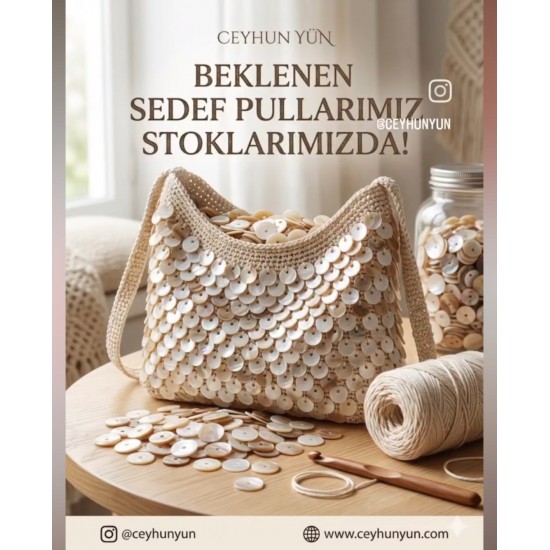 Gerçek Sedef Çanta Süsleme Pulu  20 mm (50 gr)