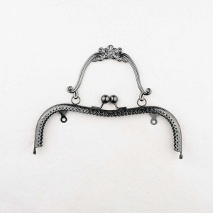 Saplı Vintage Çiçek Desenli Çanta Bursu 20,5 CM Nikel