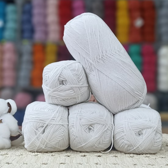 500 gr Life Cotton Bambu %50 Bamboo %50 Pamuk El Örgü İpi - Kırık Beyaz