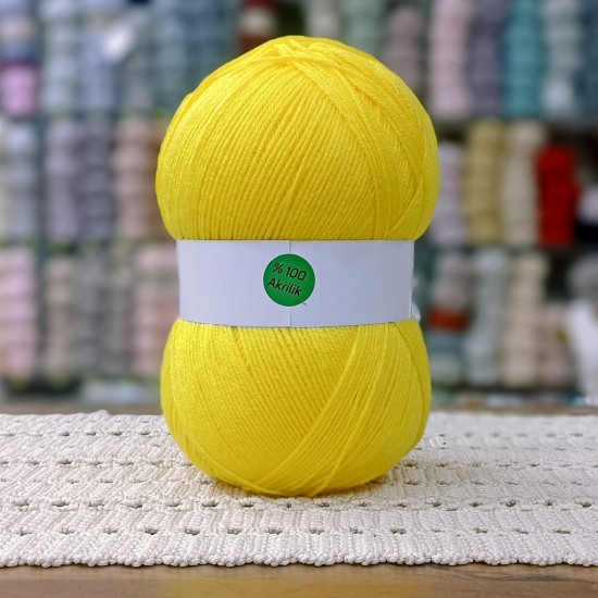 300-350 -  gr Mega Boy  İhraç Fazlası El Örgü İpi - Canlı Sarı