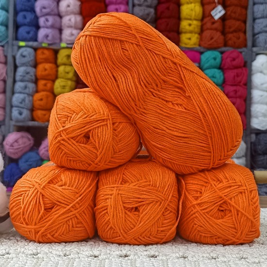 500 gr Life Cotton Bambu %50 Bamboo %50 Pamuk El Örgü İpi - Canlı Turuncu