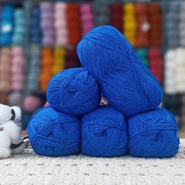 500 gr Life Cotton Bambu %50 Bamboo %50 Pamuk El Örgü İpi - Saks Mavisi