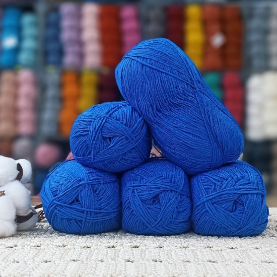 500 gr Life Cotton Bambu %50 Bamboo %50 Pamuk El Örgü İpi - Saks Mavisi