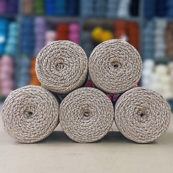 1 KG İhraç Fazlası Polyester Soft Makrome El Örgü İpi - Hareli Sütlü Kahve