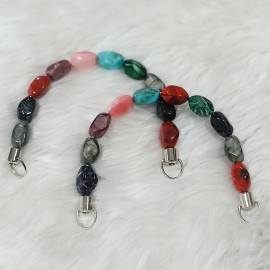 Akrilik Boncuklu 1 Çift Çanta Sapı U Model 17 cm - Karışık Renkli Akrilik Boncuklu