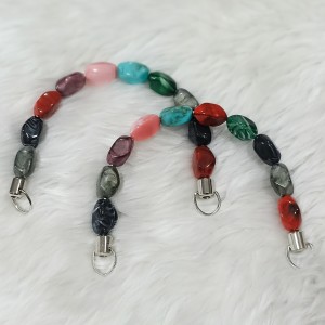 Akrilik Boncuklu 1 Çift Çanta Sapı U Model 17 cm - Karışık Renkli Akrilik Boncuklu