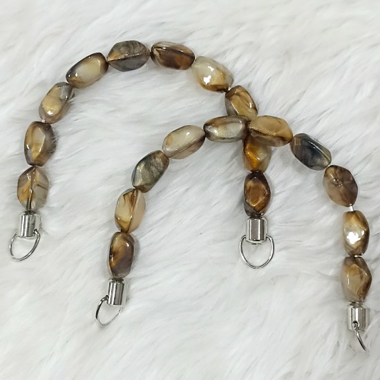 Akrilik Boncuklu 1 Çift Çanta Sapı U Model 17 cm - Simli Samanyolu