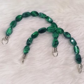 Akrilik Boncuklu 1 Çift Çanta Sapı U Model 17 cm - Yeşil Beyaz Mermer Desen