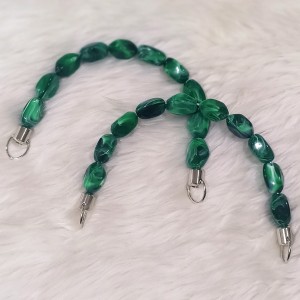 Akrilik Boncuklu 1 Çift Çanta Sapı U Model 17 cm - Yeşil Beyaz Mermer Desen