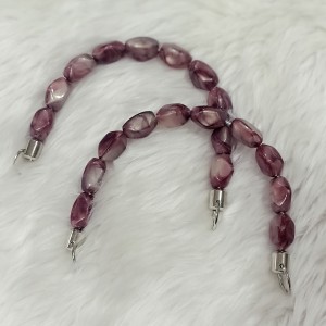 Akrilik Boncuklu 1 Çift Çanta Sapı U Model 17 cm -Simli Grili Mürdüm 