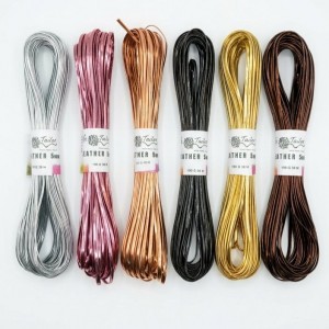 Re Tailor Leather Çin Düğümü Parlak Metalik Yassı Deri El Örgü İpi 5 mm