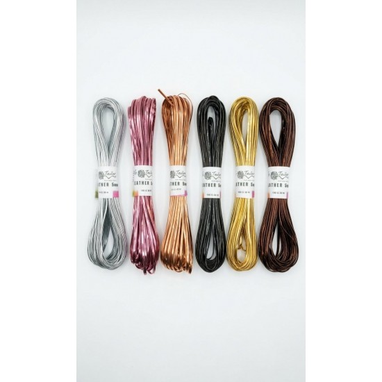 Re Tailor Leather Çin Düğümü Parlak Metalik Yassı Deri El Örgü İpi 5 mm