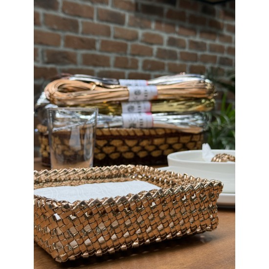 Re Tailor Leather Çin Düğümü Parlak Metalik Yassı Deri El Örgü İpi 5 mm