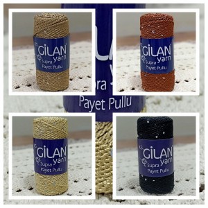 GİLAN %50 PAMUK %15 PAYET PULLU BURGU BÜKLÜM EL ÖRGÜ İPİ