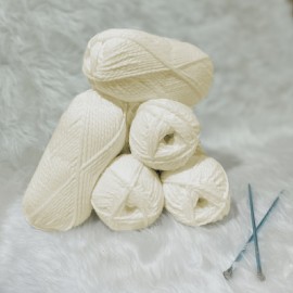 500 gr %20 Yünlü İnce Spaghetti El Örgü İpi - Vanilya 
