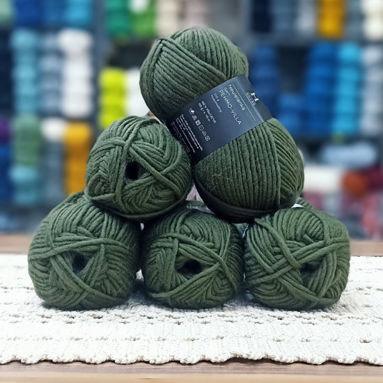 450 - 500 gr  %100 SAF YÜN  WOOL El Örgü İpi -  Orman Yeşili