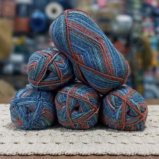 500 gr  %20 Yün  İhraç Fazlası El Örgü İpi Ebruli