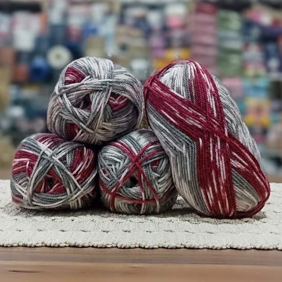 600 gr %20 Yünlü Ebruli  Desen Çıkartan İhraç Fazlası El Örgü İpi