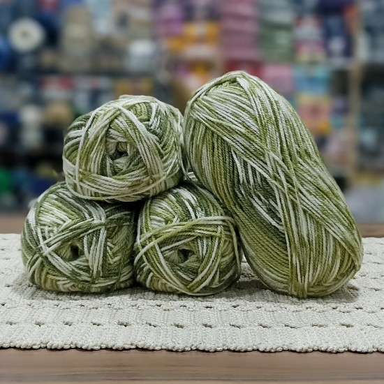 600 gr %20 Yünlü Ebruli  Desen Çıkartan İhraç Fazlası El Örgü İpi