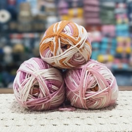 450 gr %20 Yünlü Ebruli Kalın Desen Çıkartan İhraç Fazlası El Örgü İpi