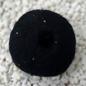 100 gr %25 Moher %25 Yünlü PUL-LUM Tüylü  Pullu El Örgü İpi - Siyah