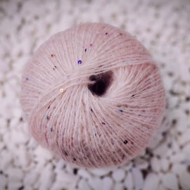 100 gr %25 Moher %25 Yünlü PUL-LUM Tüylü  Pullu El Örgü İpi - Pudra Pembe