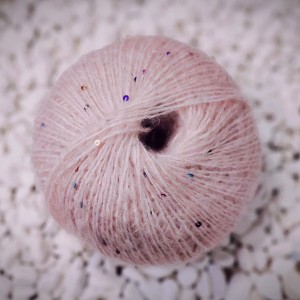 100 gr %25 Moher %25 Yünlü PUL-LUM Tüylü  Pullu El Örgü İpi - Pudra Pembe