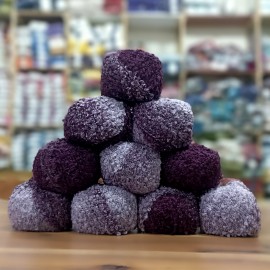 500 gr (10 Adet ) %25 Alpaca %25 Yün (Wool) BUKLET İhraç Fazlası Ombre Ebruli El Örgü İpi - Lila Koyu Mürdüm Mor