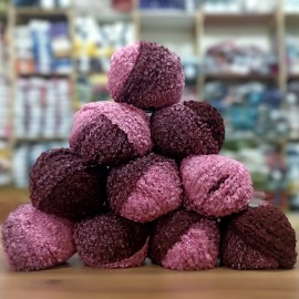 500 gr (10 Adet ) %25 Alpaca %25 Yün (Wool) BUKLET İhraç Fazlası Ombre Ebruli El Örgü İpi - Kahve Bordo Pembe