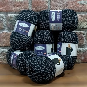50 gr 6 Adet (300 GR ) ElleNor ''Empire'' Muline Desen Ebruli İhraç Fazlası El Örgü İpi - Gri Siyah Mouline